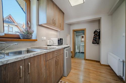 Una cocina o zona de cocina en DW Pod Jaworami - relaks - jacuzzi, sauna na wyłączność