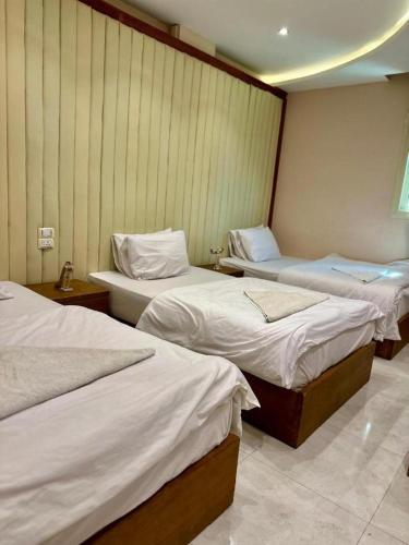 a room with three beds in a room at Pyramids Grand View Hotel in Cairo