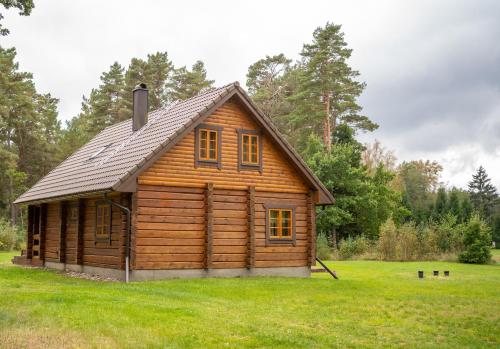 a log cabin in a field of grass at Mere Holiday Home in Yarve-Keskranna
