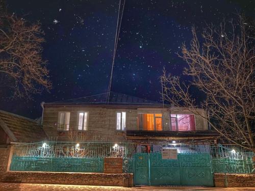 a house at night with a starry sky at Hotel Artist's House in Tʼetʼri Tsqaro