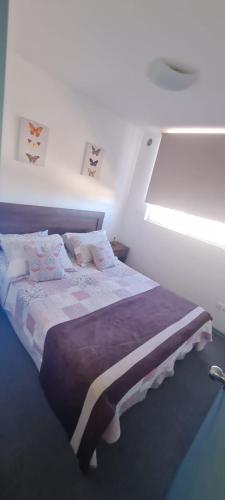 a bed in a room with a window at zpartment in Copiapó