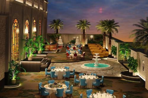 a rendering of a hotel lobby with tables and a fountain at Parin Azure Hotels & Resorts in Amritsar