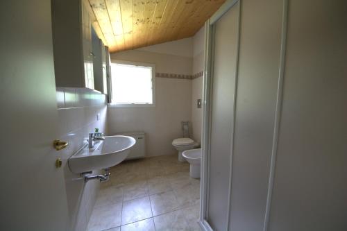a bathroom with a sink and a toilet at Agriturismo Cascina Mezzulli in Ostiano