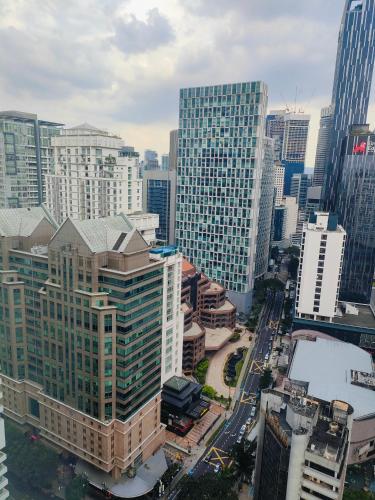 an aerial view of a city with tall buildings at Vortex Residenc klcc serviced apartment near by Bukit Bintang in Kuala Lumpur