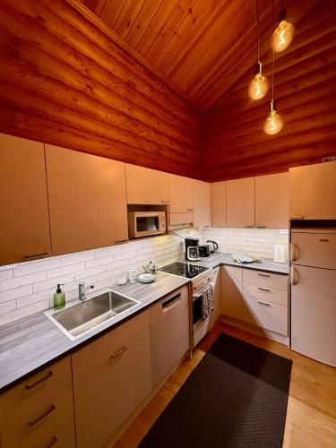 Atmospheric log cabin by the ski tracksにあるキッチンまたは簡易キッチン