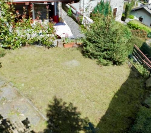 an aerial view of a yard with plants and trees at Chalet Bellavista in Chiesa in Valmalenco
