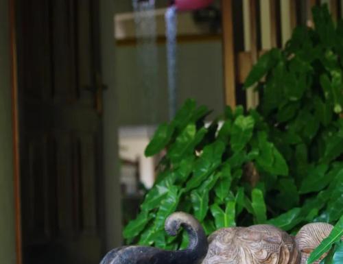 a statue of an elephant and a plant at Villa Samithru, Wadduwa in Wadduwa