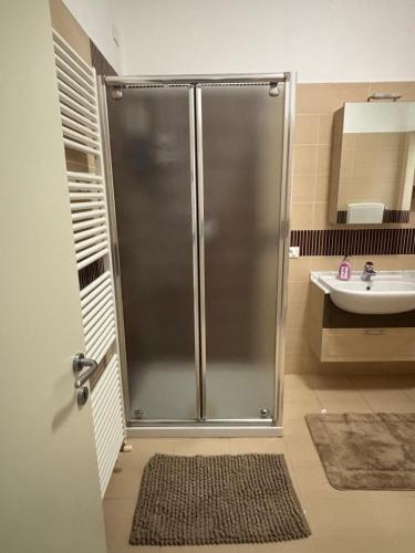 a bathroom with a shower and a sink at I Rimarici in Pavia