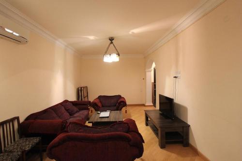 a living room with a couch and a tv at Caliseum Sayat-Nova 33 in Yerevan