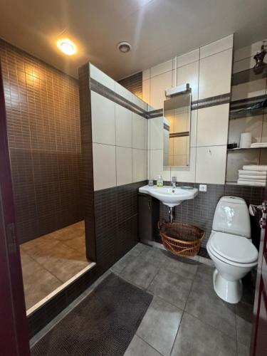 Koupelna v ubytování Two-bedroom apartment in central Palanga