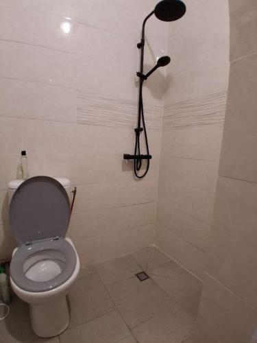 un baño con inodoro y ducha en Nonolodge, en Pamandzi