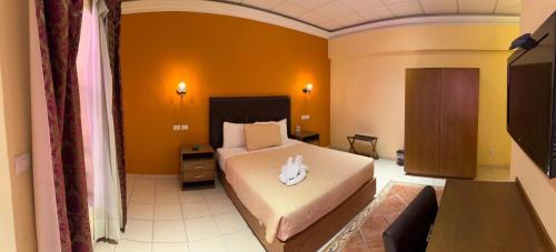 Un pat sau paturi într-o cameră la Hotel San Rafael