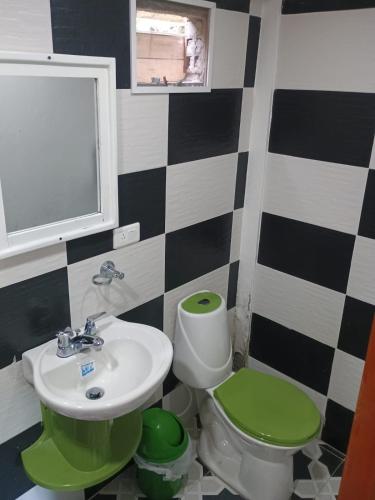 a bathroom with a sink and a toilet at Hotel flamingo real T in Mariquita