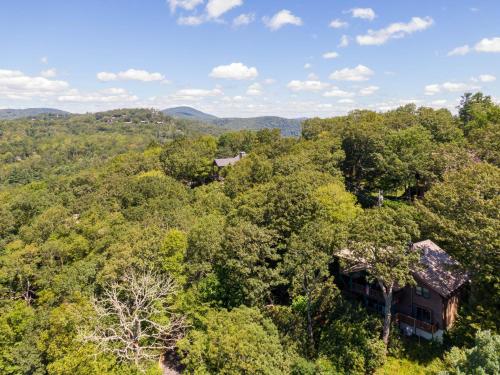 an aerial view of a house in the woods at On Any Sunday in Blowing Rock