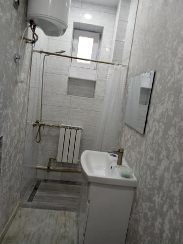 a bathroom with a toilet and a sink and a shower at Ботанічний Сад in Kharkiv