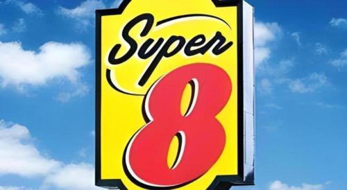 a sign for a super eight gas station at Super 8 Hotel Fuzhou Jinjishan in Fuzhou