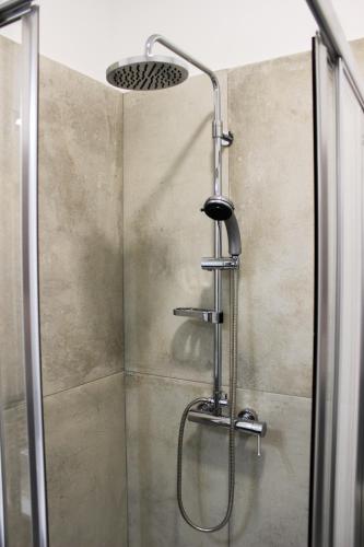 a shower with a shower head in a bathroom at Canavial Terrace@Heart of Funchal in Funchal