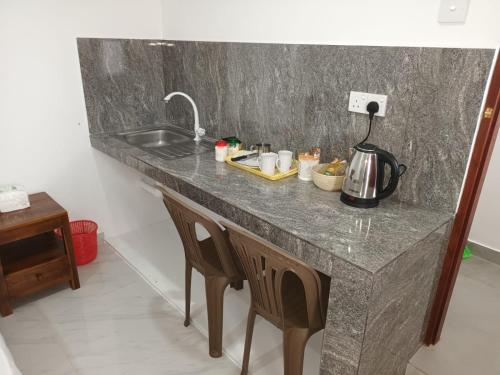 a kitchen counter with a sink and a mixer at Comfortable Stay in Colombo in Rajagiriya