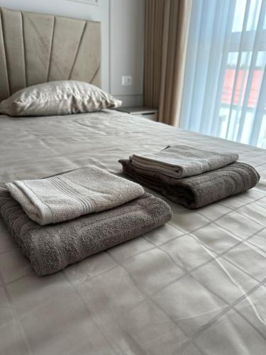 En eller flere senge i et værelse på Cozy Apartment Radauti