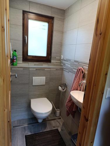 a small bathroom with a toilet and a sink at Chata Radim 