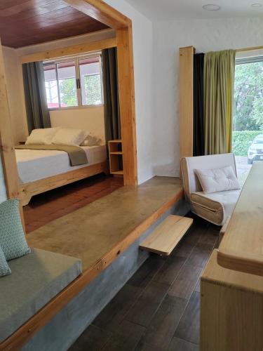 Giường trong phòng chung tại Apartamento Agapanto, descanso, ocio o trabajo