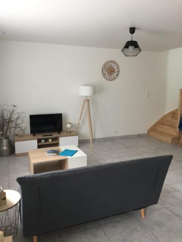 TV a/nebo společenská místnost v ubytování Appartement avec jacuzzi privatif
