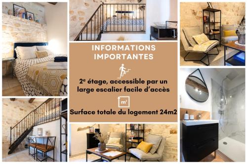 Ένα ή περισσότερα κρεβάτια σε δωμάτιο στο La Casita - Studio Confort et Design - Emplacement Parfait - Uzès, Pont du Gard