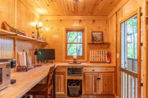 a home office with a desk and a computer at Moonlight Lodge in Fleetwood