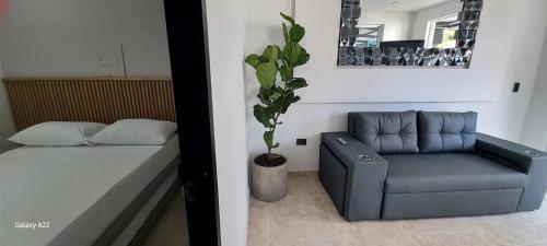 Hotel y Cabañas Parinzziにあるベッド