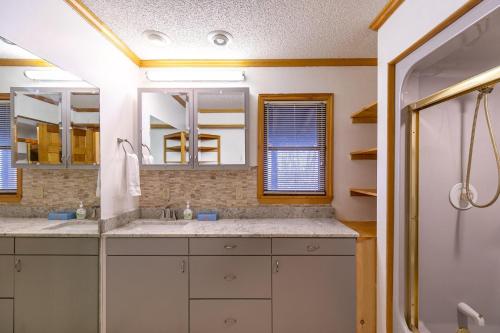 a bathroom with a sink and a shower at Eagles Rest in Fleetwood