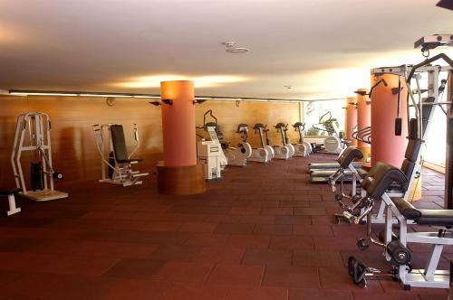 a gym with a lot of treadmills and machines at Andorra Palace in Andorra la Vella