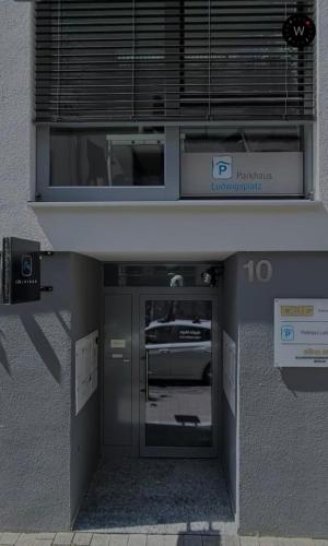 a tv sitting on top of a building at Exklusive 1-Zimmer-Wohnung in KA-Stadt in Karlsruhe