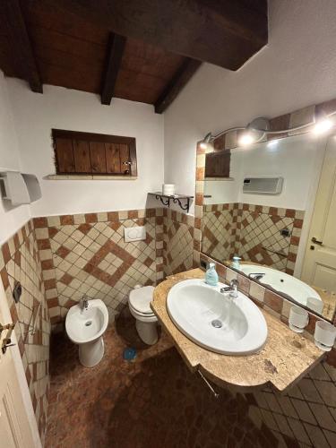 a bathroom with a sink and a toilet at La Dimora in Formello