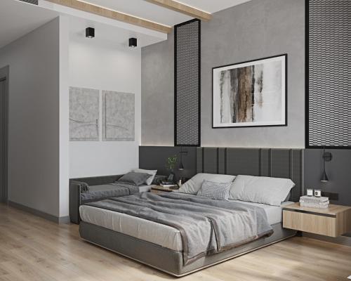 een slaapkamer met een groot bed en een bank bij Kaf Mount Erciyes in Hacılar