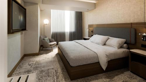 a hotel room with a bed and a television at Hilton Garden Inn Mexico City Polanco in Mexico City