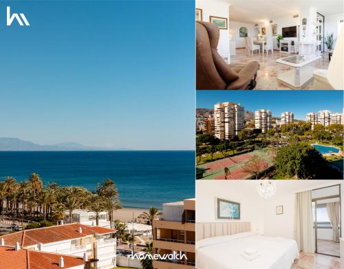Beachfront apartment with panoramic sea views, private parking, swimming pools and mini golf