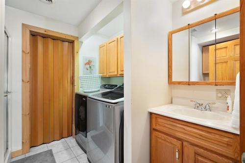 una cucina con lavandino e lavastoviglie di Lakeside Lodge Retreat a Reed City
