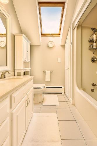 a bathroom with a sink toilet and a skylight at SunnyPeace Modern Home Stay in Harwinton