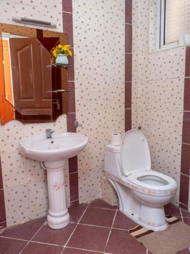 a bathroom with a toilet and a sink at SarafuDeluxe in Nakuru