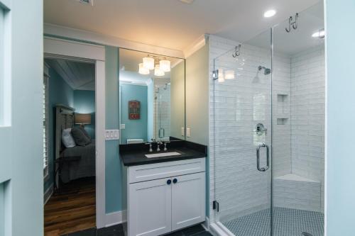 a bathroom with a sink and a shower at T-Time in Edisto Island