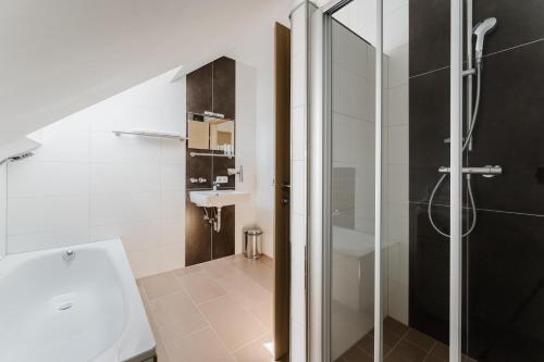 a bathroom with a toilet and a sink at Langs Wirtshaus in Sankt Ulrich im Mühlkreis