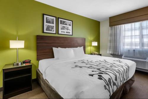 Un pat sau paturi într-o cameră la Sleep Inn & Suites Pleasant Hill - Des Moines