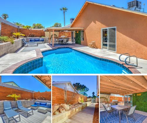 ein Haus mit einem Pool und einem Haus in der Unterkunft Fresh & Fun! Vegas 4BR w Heated Pool, Dog Friendly in Las Vegas