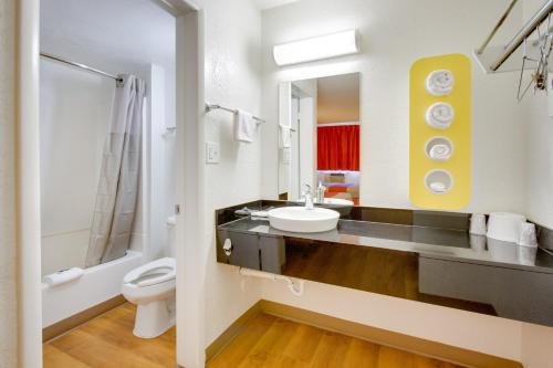 a bathroom with a sink and a toilet at Motel 6-Tempe, AZ - Scottsdale South in Tempe