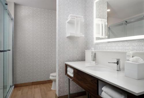 a bathroom with a sink and a toilet and a mirror at Hampton Inn & Suites Las Vegas-Red Rock/Summerlin in Las Vegas