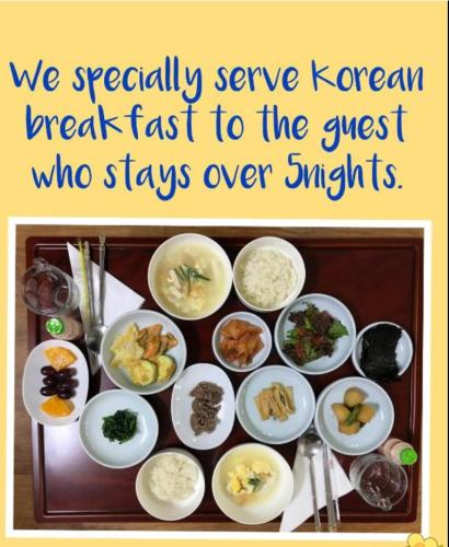 a picture of a plate of food with words at Hanok Guesthouse Suni in Seoul
