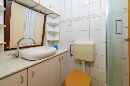 een badkamer met wastafel en toilet bij Casa Nature Bogo in (( Pleteno ))