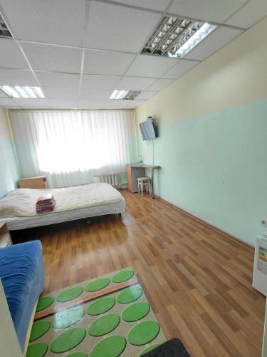 a room with a bed and a television in it at apartments with shared bathroom in Cherkasy
