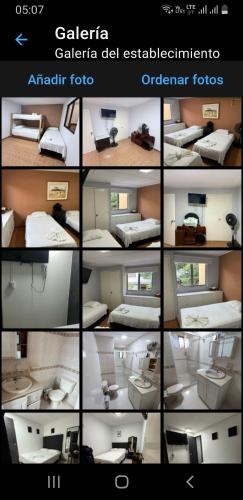 a collage of different pictures of a room at Casa hotel la 33 in Medellín