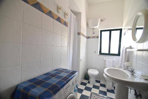 マリーナ・ディ・カメロータにあるLa Punta della Signoraのバスルーム(シンク、洗濯機付)